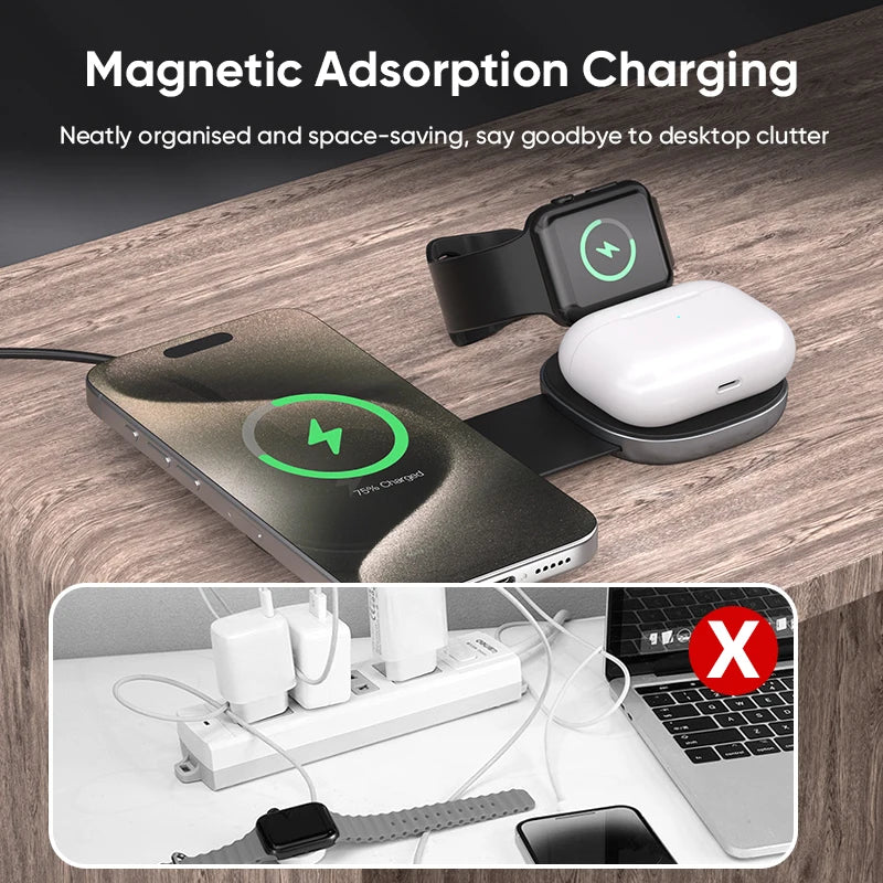 Compact 3-in-1 Wireless Charger